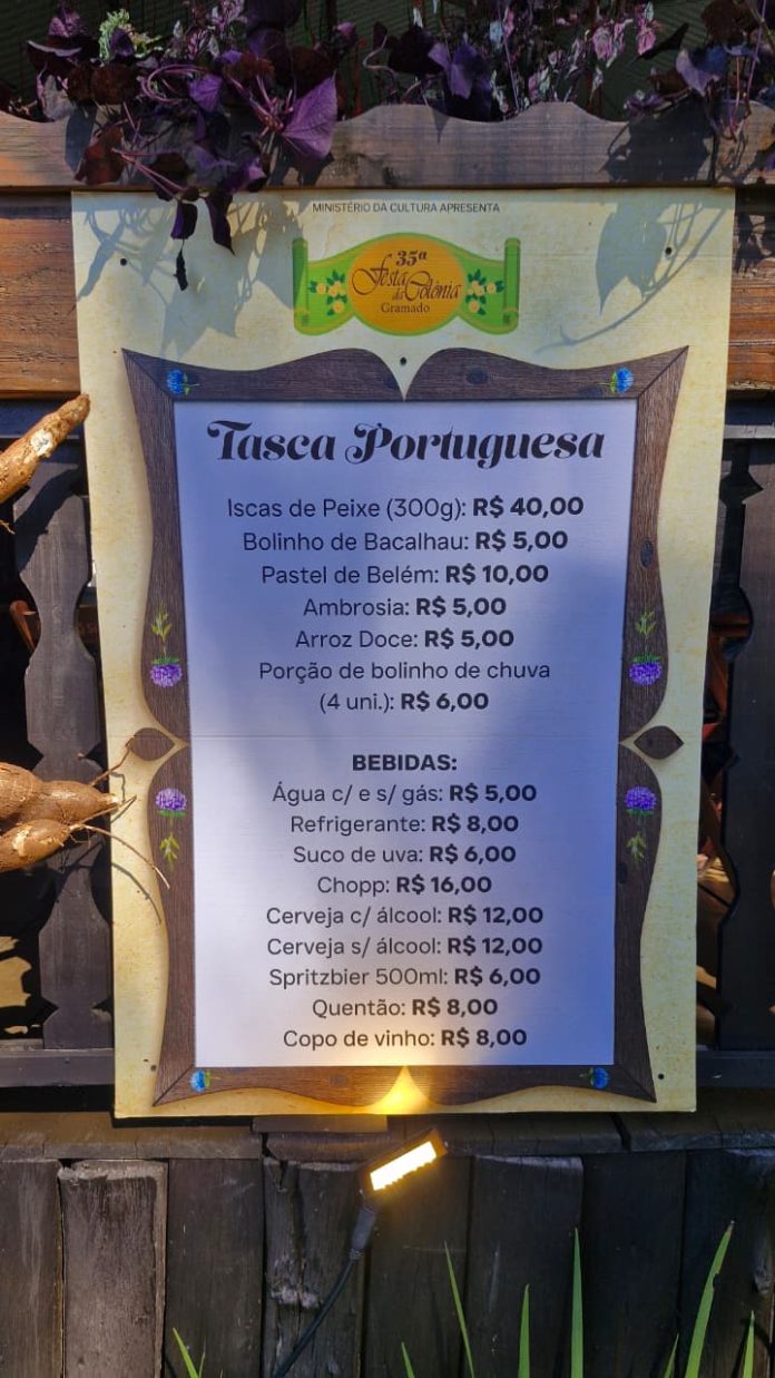 Confira os valores das bebidas e alimentos no evento