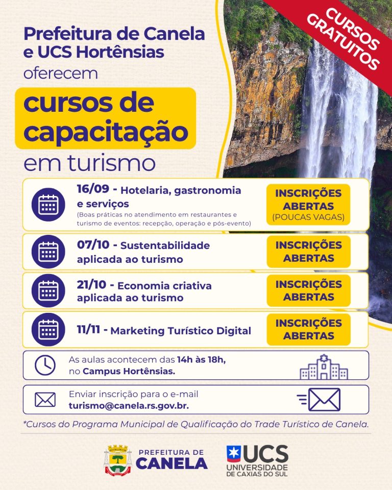 Abertas novas inscrições para cursos gratuitos voltados ao turismo